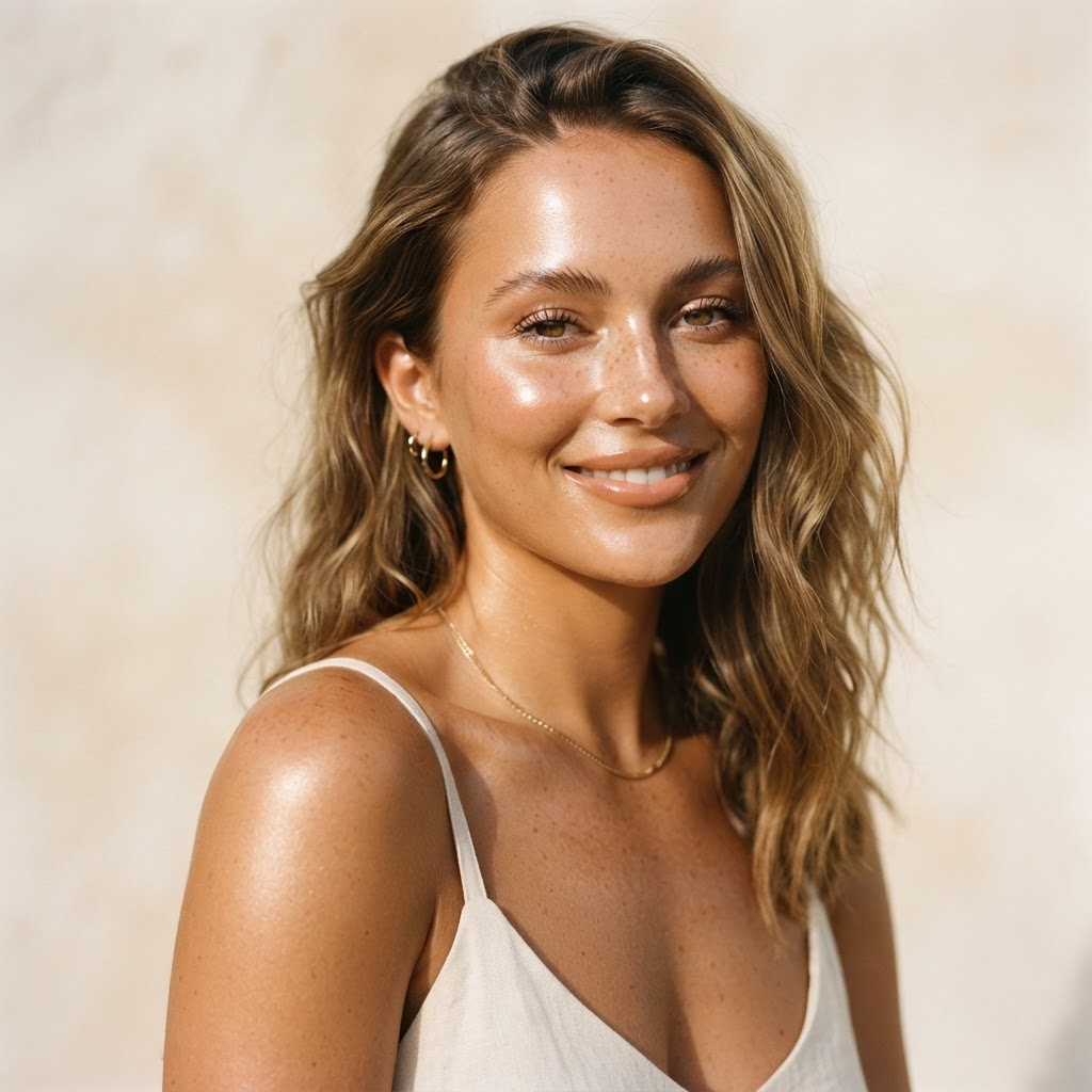 Radiant natural spray tan beauty portrait